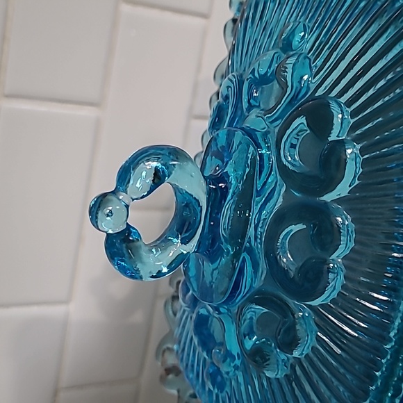 Indiana Blue Glass Covered Pedestal Dish - Picture 4 of 16